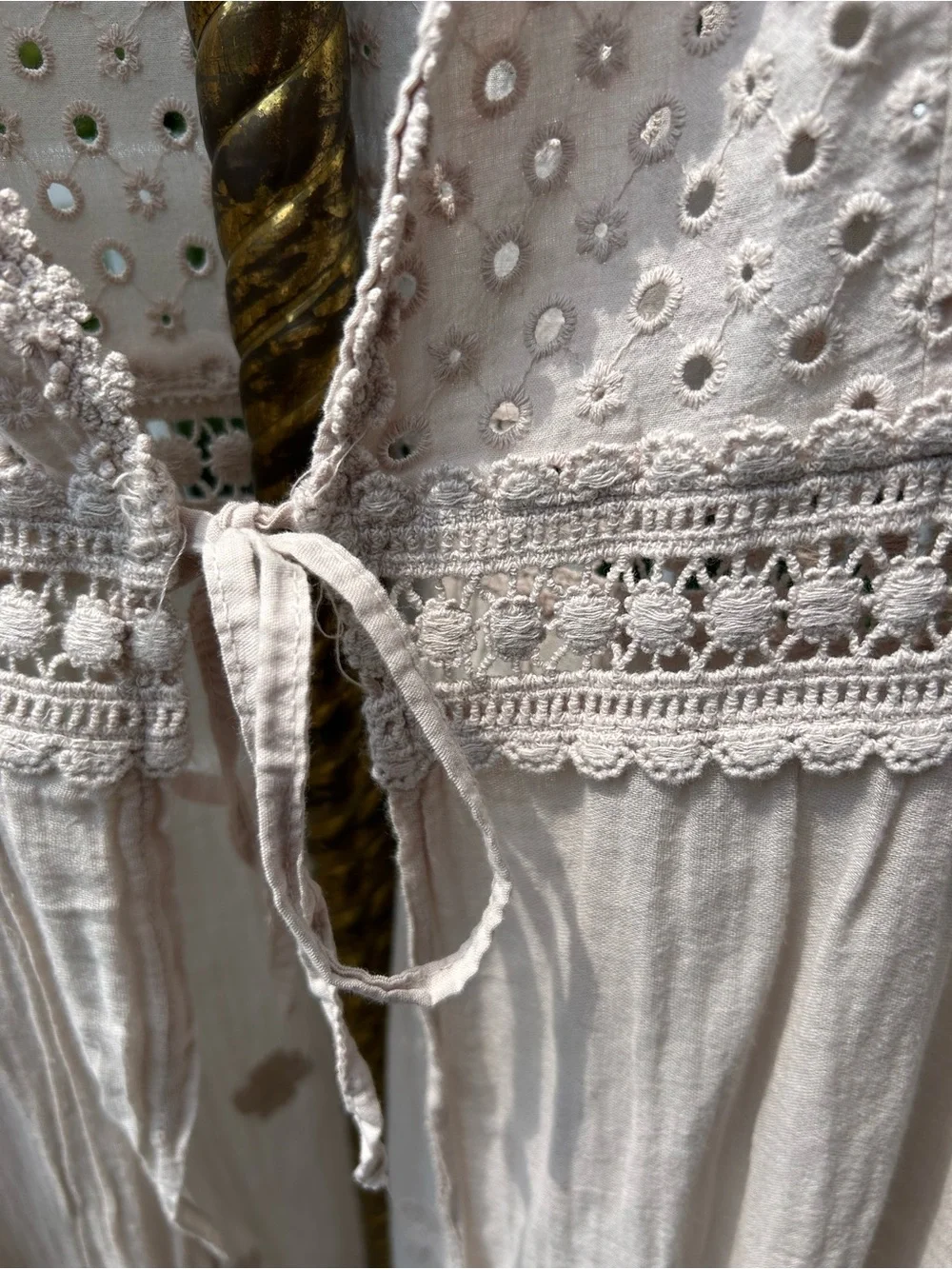 Valentina Naldi Embroidered Eyelet Top in beige